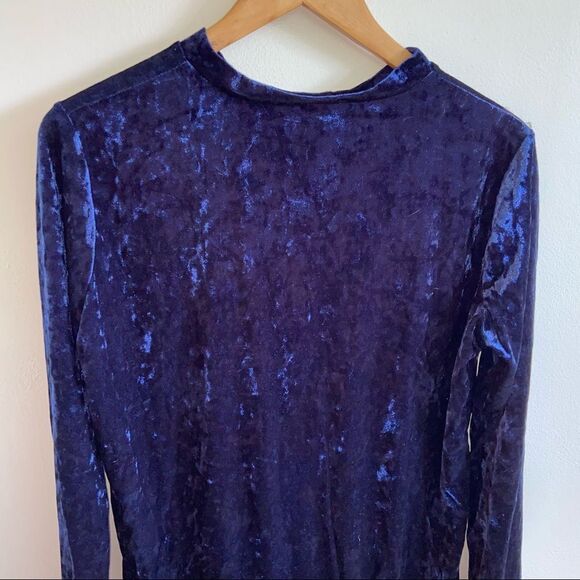 Navy Blue Velvet long sleeve mock neck - Picture 10 of 10